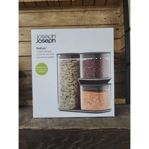 Joseph Joseph Podium 3 Piece Storage Container Set With Easy Access Stand NEW